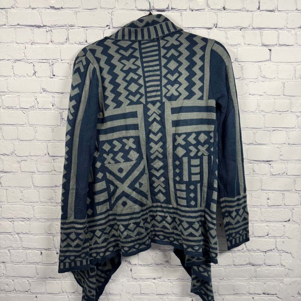 Sisters Navy & Gray Geometric Open Cardigan Sweater Women's S - Picture 3 of 6